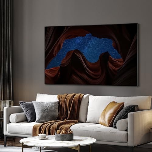 30"x60" Extra Large Framed Wall Art Starry Night Sky Through Antelope Canyon Rock Arch for Home Living Room Bedroom Decor