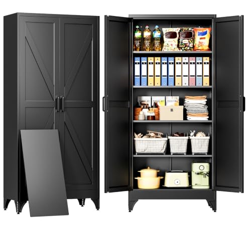 Pantry Storage Cabinets with 2 Doors and 5 Shelves