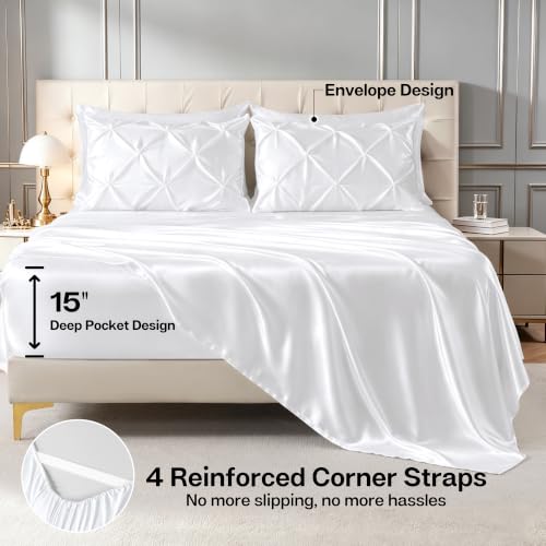 Satin Full Size Comforter Set White