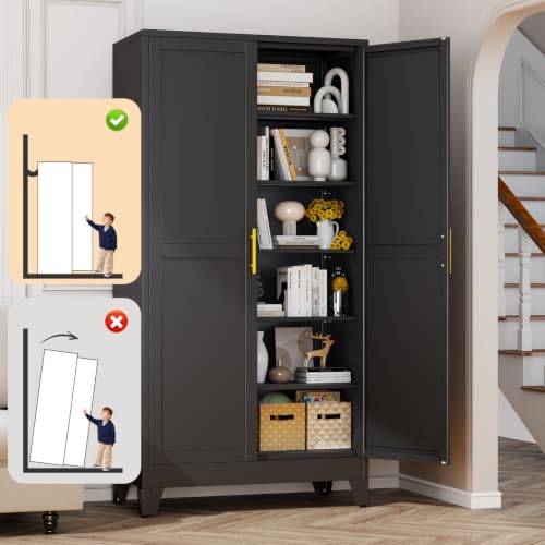 RISRERN Black Metal Storage Cabinet
