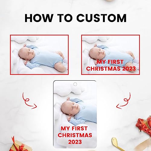 Personalized Photo Christmas Ornaments 2026 Personalized Gifts Home Decor Xmas Hanging Ornament Set of 4 for Christmas Tree Add Picture Text Design Custom Decoration Gift for Couples Family (4 Count)