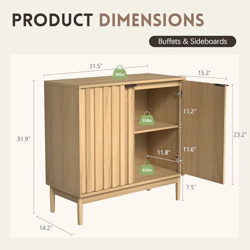 Fluted Buffet Cabinet with Storage