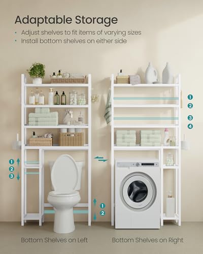 4 Tier Bamboo Over the Toilet Storage with Adjustable Shelves