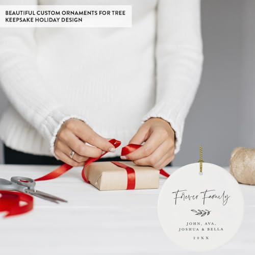 Personalized Adoption Round Ceramic Porcelain Christmas Tree Ornament Keepsake Collectible Gift