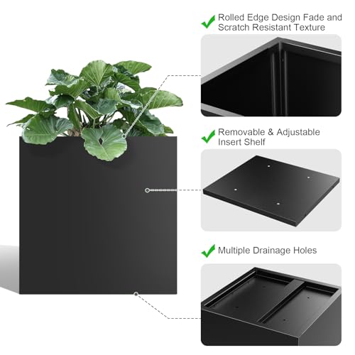 Metal Planter Box for Outdoor Plants 26" L x 26" W x 26"