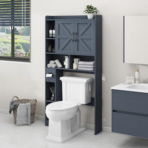 Over The Toilet Storage Cabinet with 2 Barn Doors