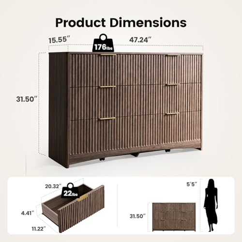 Fluted 6 Drawer Dresser