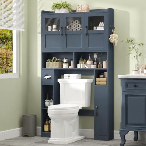 Farmhouse Over The Toilet Cabinet with 3 Acrylic Doors