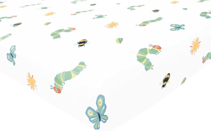 Kyte Baby Soft Crib Sheet - Standard Fitted Crib Sheet Made with Rayon from Bamboo, Ultra-Gentle and Breathable (Very Hungry Caterpillar)