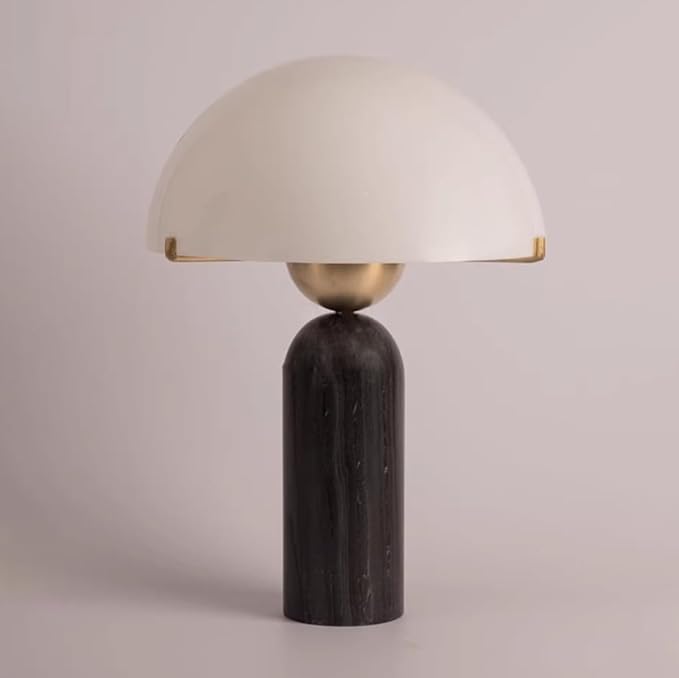 Modern Dome Shaped Table Lamp Mid-Century Accent Lamp Black Marble Desk Lamp