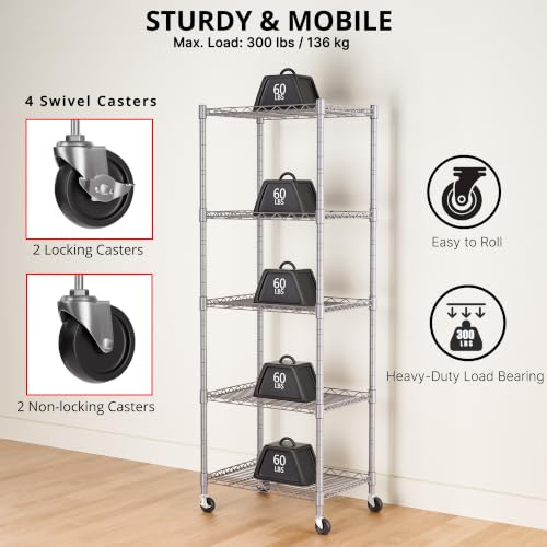 5 Wire Shelving Metal Storage Rack Adjustable Shelves
