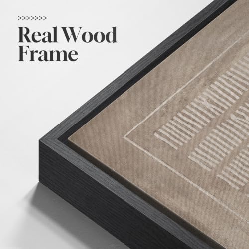 Extra Large Framed Neutral Abstract Line Wall Art for Living Room