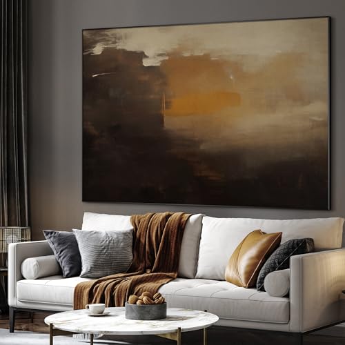 60"x72" Extra Large Framed Wall Art Abstract Dark Horizon Moody Landscape Illustration for Home Living Room Bedroom Decor