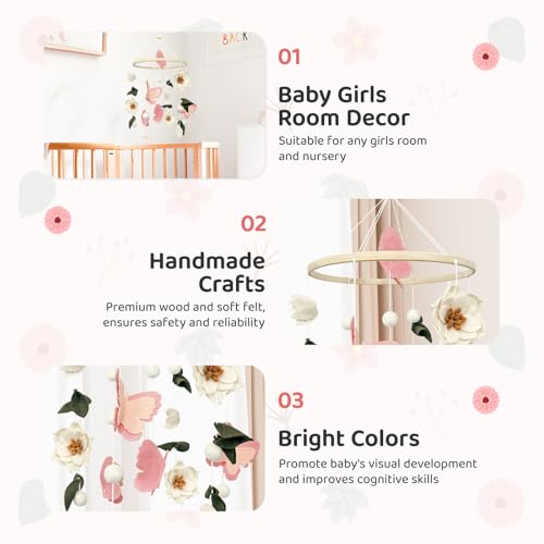 Baby Mobile for Crib Flowers and Butterflies Crib Mobile