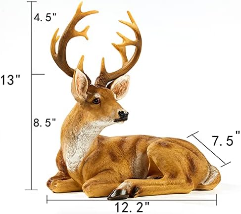 JHVYF Adorable Deer Statue Decor for Garden Yard Buck & Doe Lying Outdoor Sculptures for Home Decor 312…