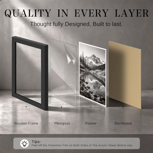22x28 Frame Black Wood Poster Frame for Wall Display