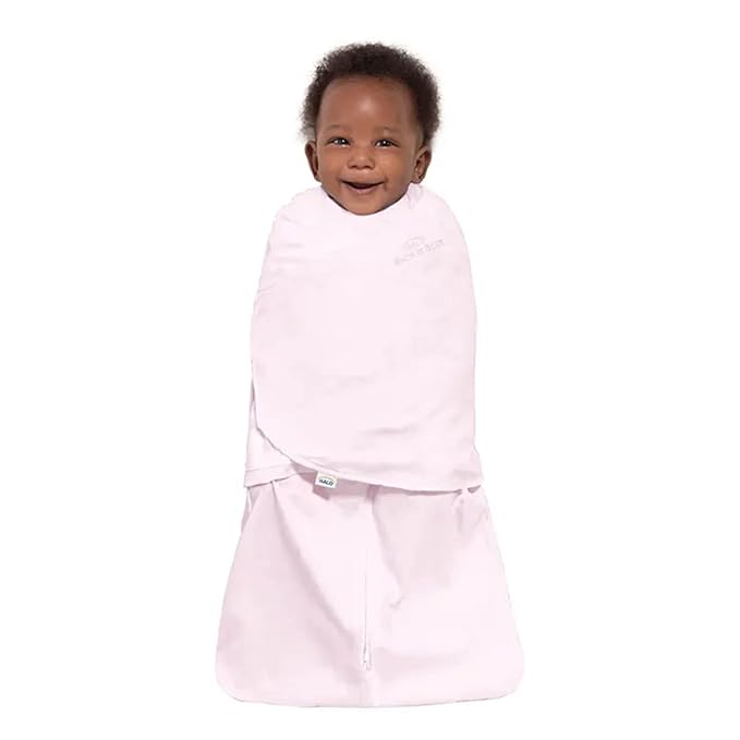 HALO 100% Cotton Sleepsack Swaddle, 3-Way Adjustable Wearable Blanket, TOG 1.5, Soft Pink, Newborn, 0-3 Months