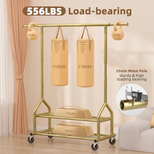 556 LBS Heavy Duty Rolling Clothes Rack