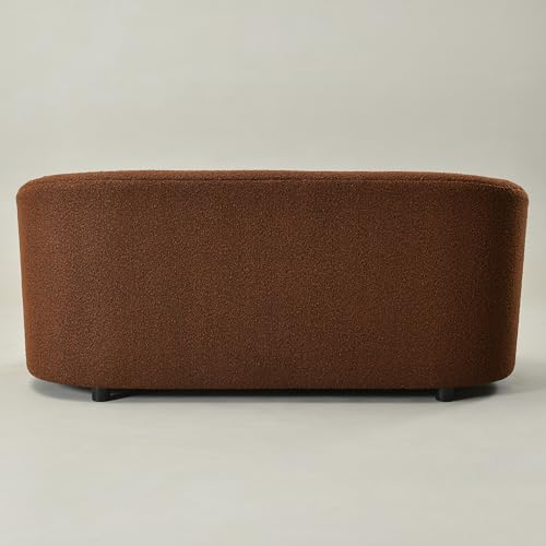 68" Boucle Loveseat Couch with 2 Swivel Barrel Chairs (3 Count)