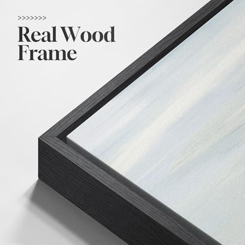 Large Framed Blue Abstract Wall Art Decor