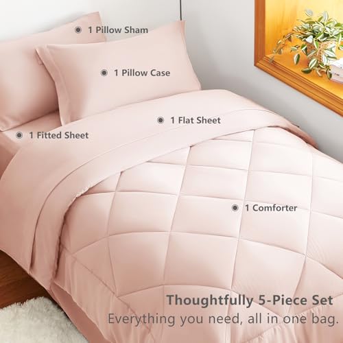Twin XL Comforter Set Blush Pink