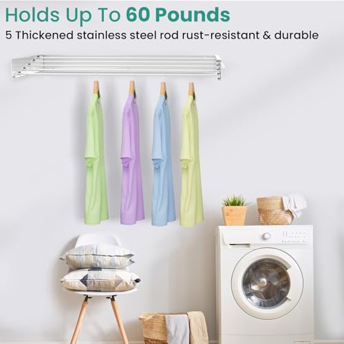 Upgrade 6 Knob Hooks Laundry Drying Rack Clothing