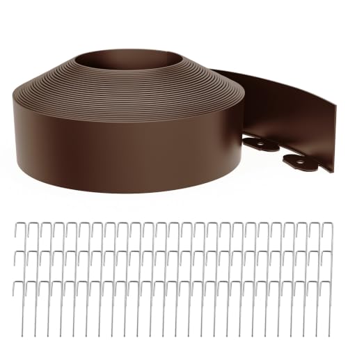Landscape Edging 4 Inch Tall 60FT with 75Pcs Metal Spikes