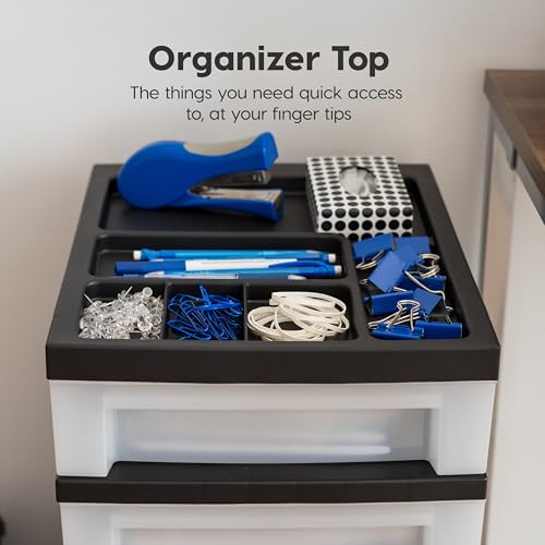 4 Drawer Rolling Storage Cart with Organizer Top