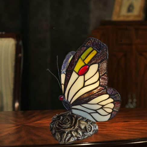 Bedside Table Lamp LED Tiffany Black White Butterfly Nightstand Table Lamps