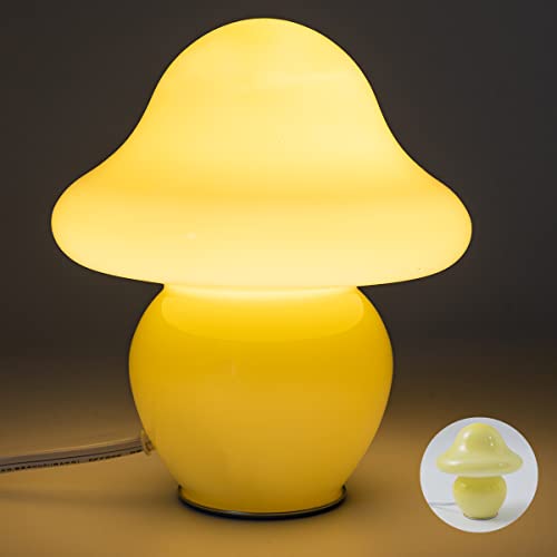 Mushroom Lamp White Glass Mushroom Table Lamp for Bedrooms