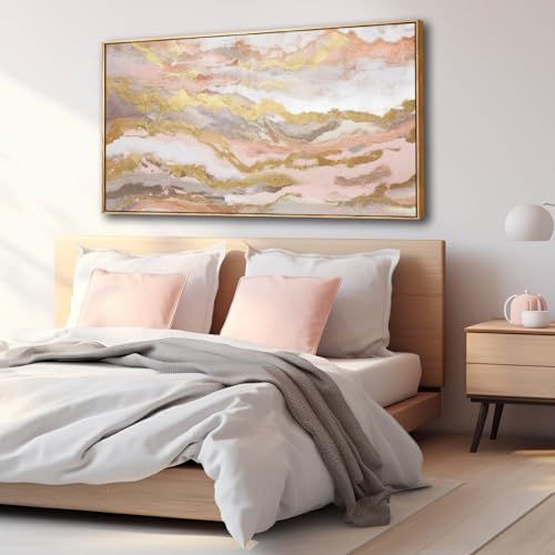 Canvas Wall Art Gold Living Room Decor Pink Canvas Art Room Decor for Teen Girls Home Decor Abstract Paintings for Bedroom Office Kitchen 24"x 48"
