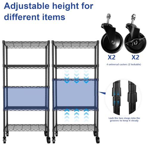 5 Wire Shelving Metal Storage Rack Adjustable Shelves
