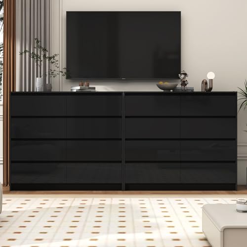 Black Malm High Gloss Dresser for Bedroom