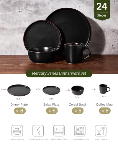 Mercury 24 Piece Stoneware Plates and Bowls
