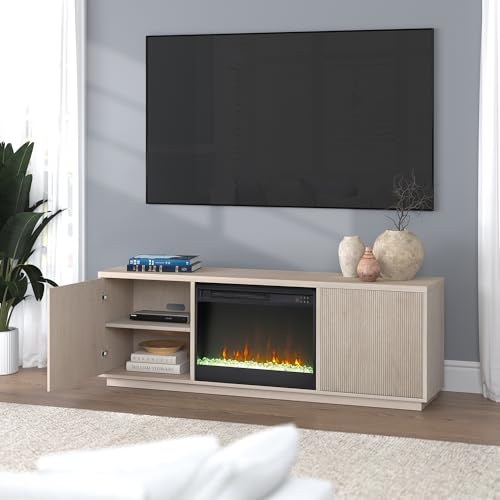 70" TV Stand with Crystal Fireplace