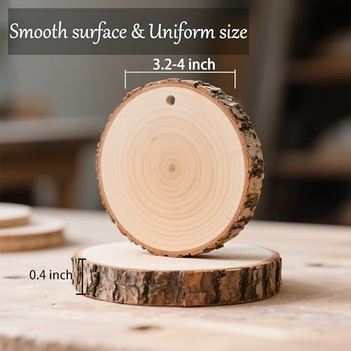 80PCS Pre Drilled Wood Slices with Holes (80 Count)