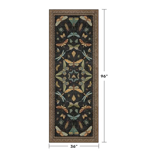 3x8 Green and Black Wide Hallway Runner Rugs (24 Sq Ft)