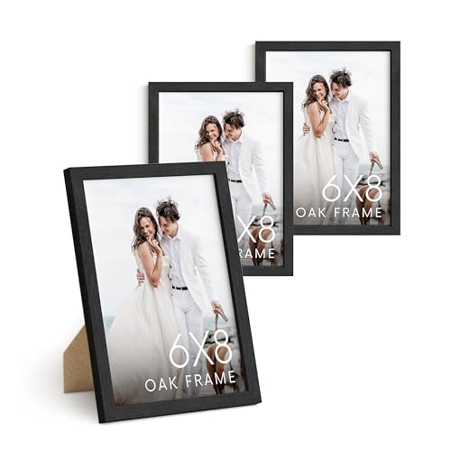 6x8 Black Oak Wooden Frame Set of 3