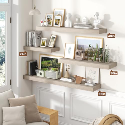 Floating Shelves 55.1" W x 10.3" D Grey Set of 2 (2 Count)