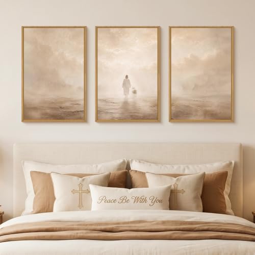 Jesus Leaves The 99 Sheep Framed Canvas Wall Art Set