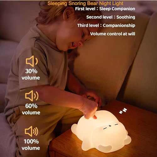 Sleeping Snoring Bear Night Light Nursery lamp for Kids