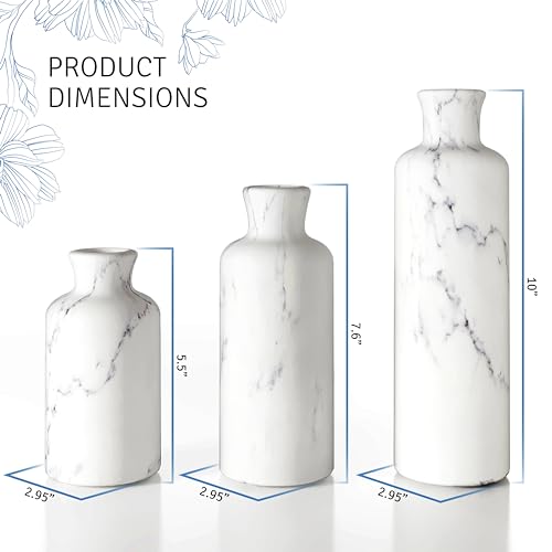 White Marble Look Vases Home Decor (3 Count)