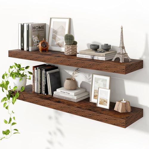 Floating Shelves 47.2" W x 10.3" D Rustic Brown Set of 2 (2 Count)
