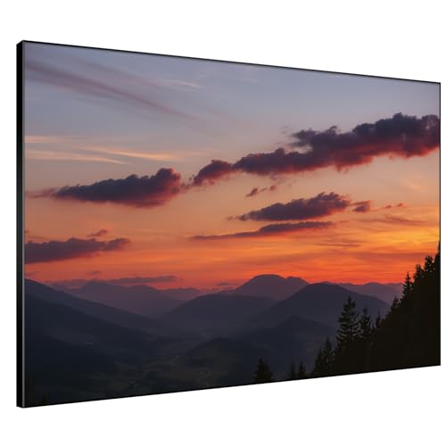 36"x46" Extra Large Framed Wall Art Scenic Sunset Over Mountain Range with Glowing Sky for Home Living Room Bedroom Decor