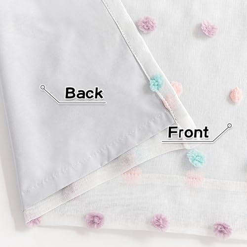 100% Blackout Curtains for Living Room 102 Inch White Curtains Extra Long Total Light Block Girls Room Drapes Thermal Insulated Room Darkening Rainbow Pom Pom Sheer Grommet 2 Pieces 50 Wide (2 Count)