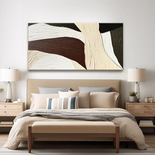 Abstract Wall Art Brown line Art Prints Multicolor Geometric line block Canvas Art Wall Decor Painting Modern Artwork Decorations For Living Room Bedroom Kitchen 24x48 In