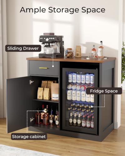 39" Coffee Bar Cabinet with Fridge