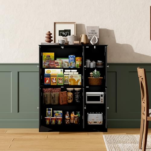 Bathroom Floor Cabinet with 6 Doors and Adjustable Shelves