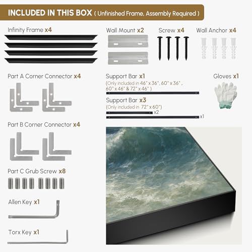 36"x46" Extra Large Framed Wall Art Dramatic Ocean Waves with Stormy Sky and Seagulls for Home Living Room Bedroom Decor