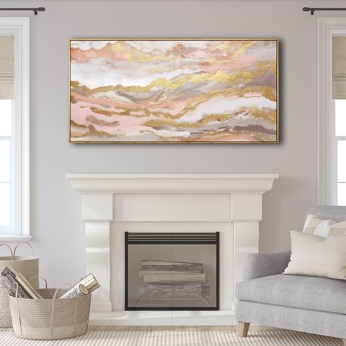 Canvas Wall Art Gold Living Room Decor Pink Canvas Art Room Decor for Teen Girls Home Decor Abstract Paintings for Bedroom Office Kitchen 24"x 48"